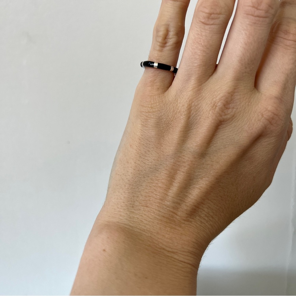 Black stripe 925 silver ring